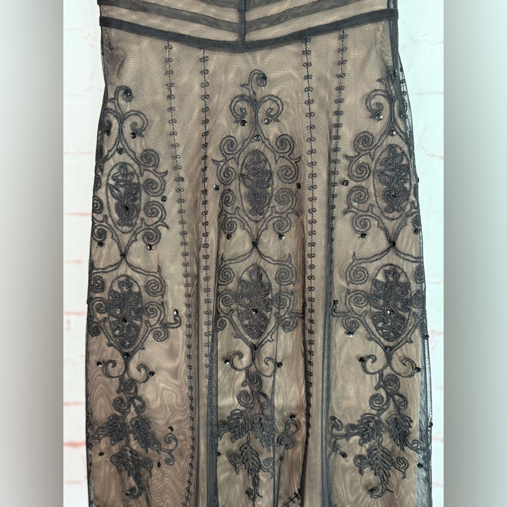 ANN TAYLOR LOFT PETITE 2P Black Embroidered Mesh Overlay Cocktail Party Dress - Picture 12 of 15